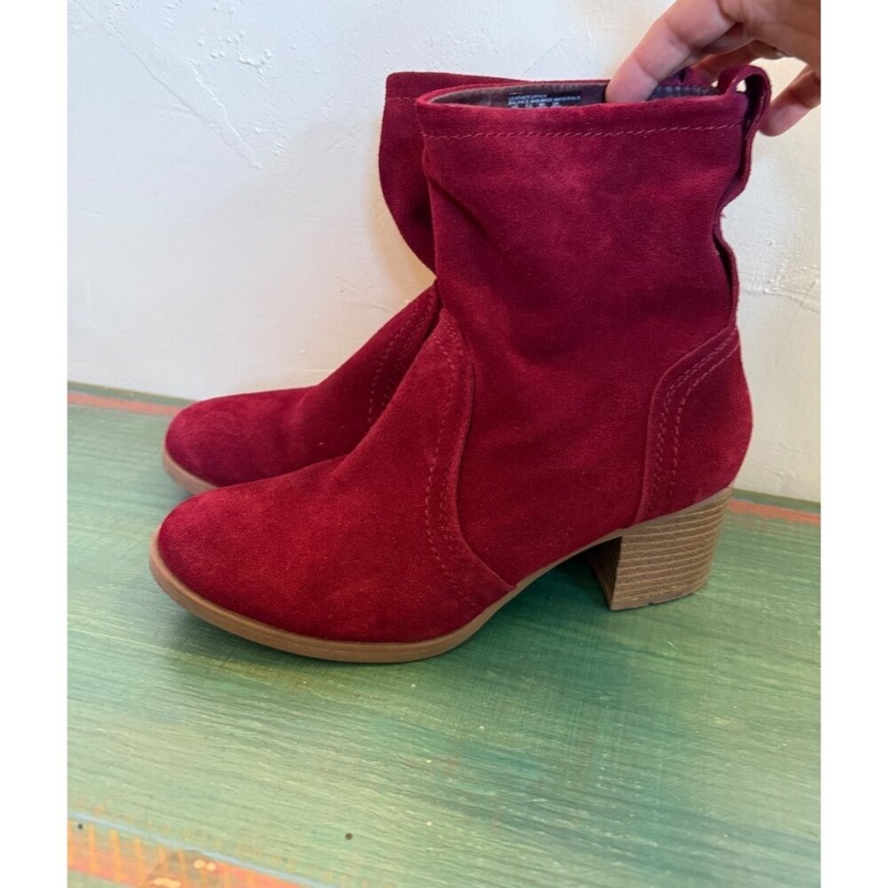 Canyon River Blues‎ Boots Womens 8 Red Savannah Slouch Mid Suede Pull On Heels